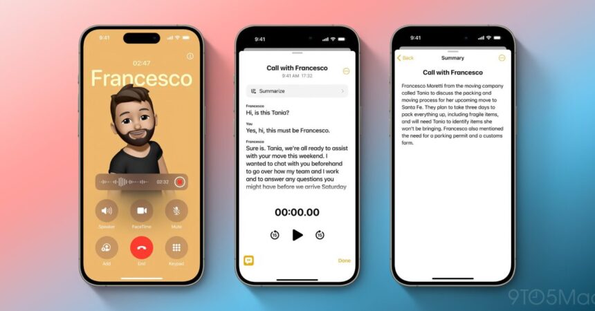 iOS 18 facilita grabar cualquier llamada telefónica y obtener una transcripción