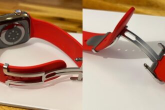 Aquí hay un vistazo a una correa de silicona inédita del Apple Watch con hebilla de metal