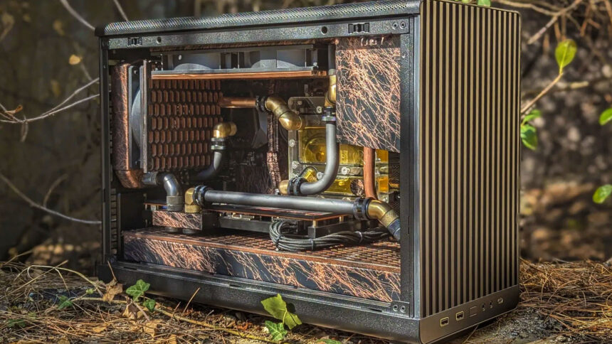 Esta rústica PC para juegos AMD se combina perfectamente con la naturaleza